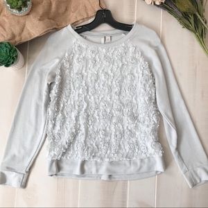 Lauren Conrad french terry floral sweater sz M